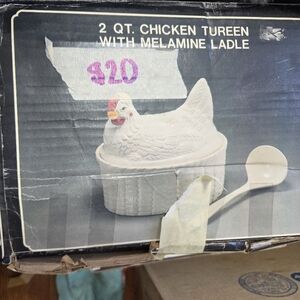White Chicken Tureen with Ladle